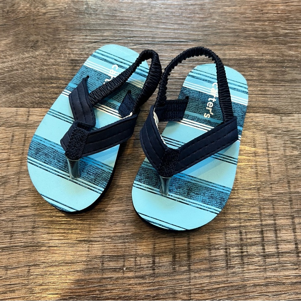 Carter's Blue Striped Kids Flip Flops